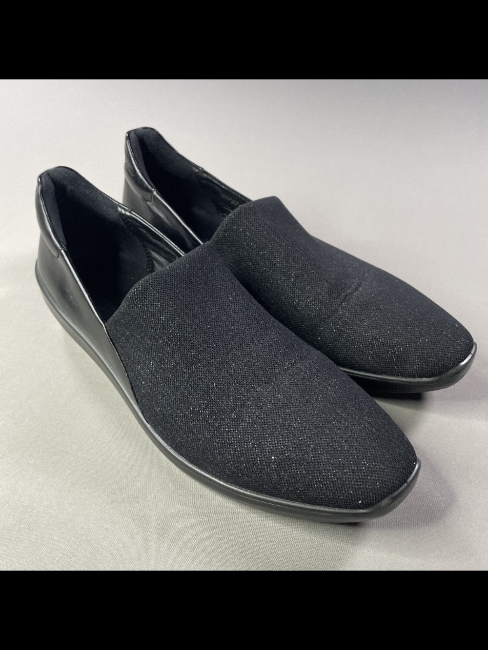 Ecco Shoes Womens 9.5 black leather slip on business casual classic